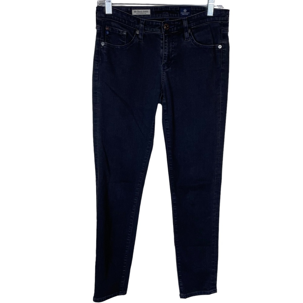 AG Adriano Goldschmied Stevie Ankle Slim Straight Leg Dark Wash Glitter USA 28